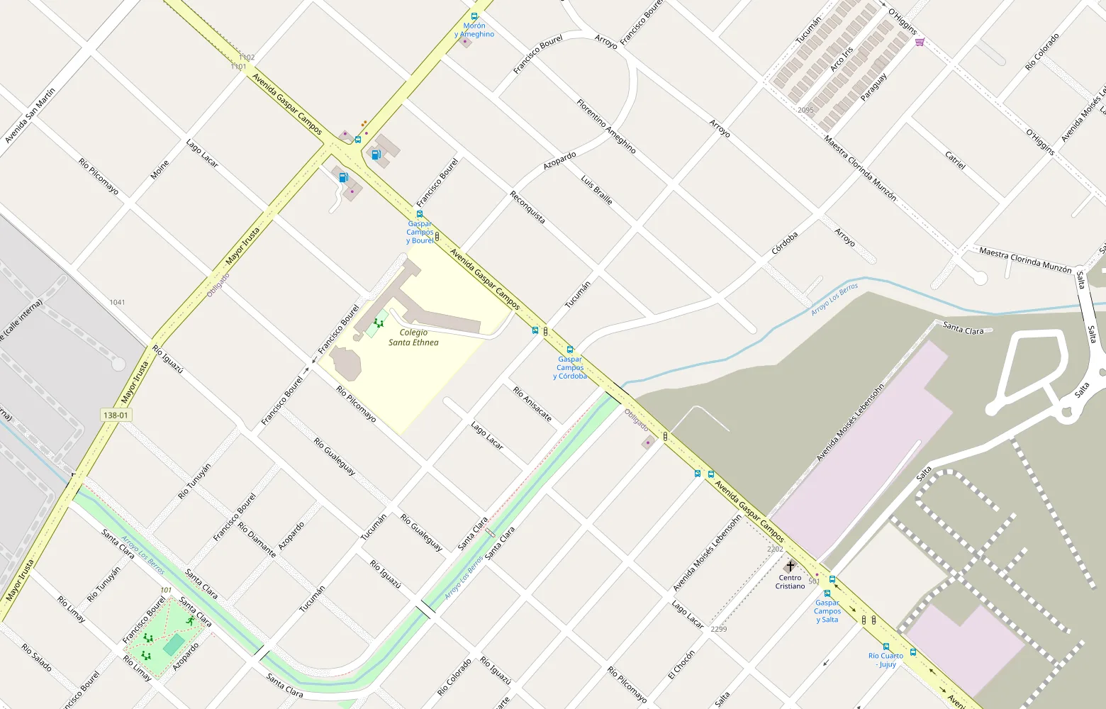 Mapa de Bella Vista con la ubicación del showroom sobre la Av. Gaspar Campos